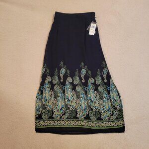 JM Collection Black Skirt with Paisley Print